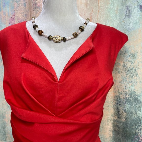 📌 Donna Ricco Timeless Red Cotton Blend  Dress - Picture 3 of 13